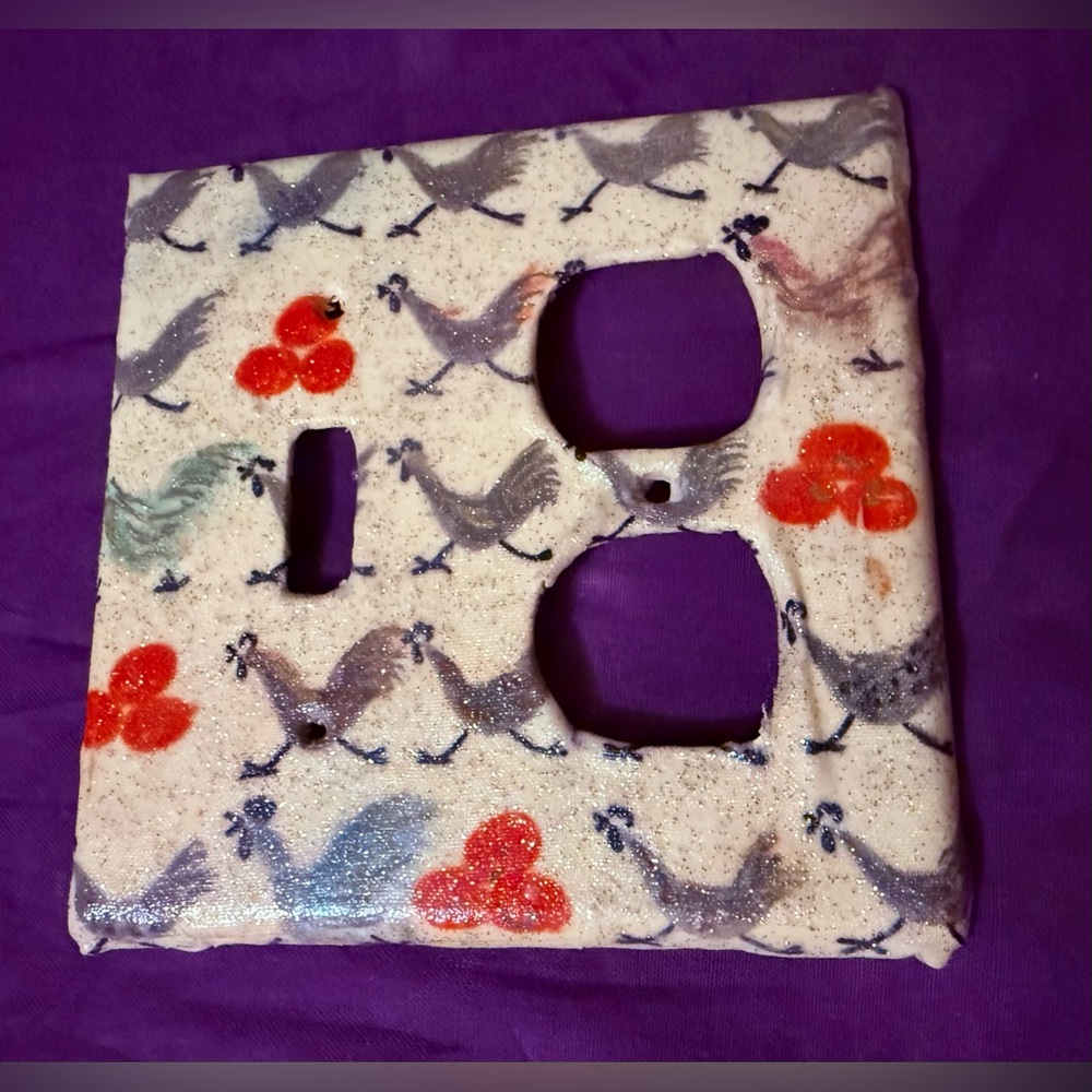 Decorative Chicken Light Switch Cover / hand crafted